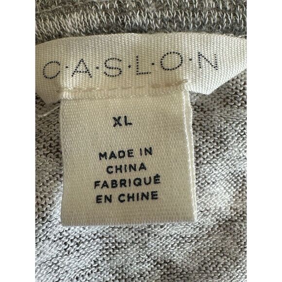 Caslon Women's XL Gray Striped V-Neck Short Sleeve Casual Top - Picture 6 of 8